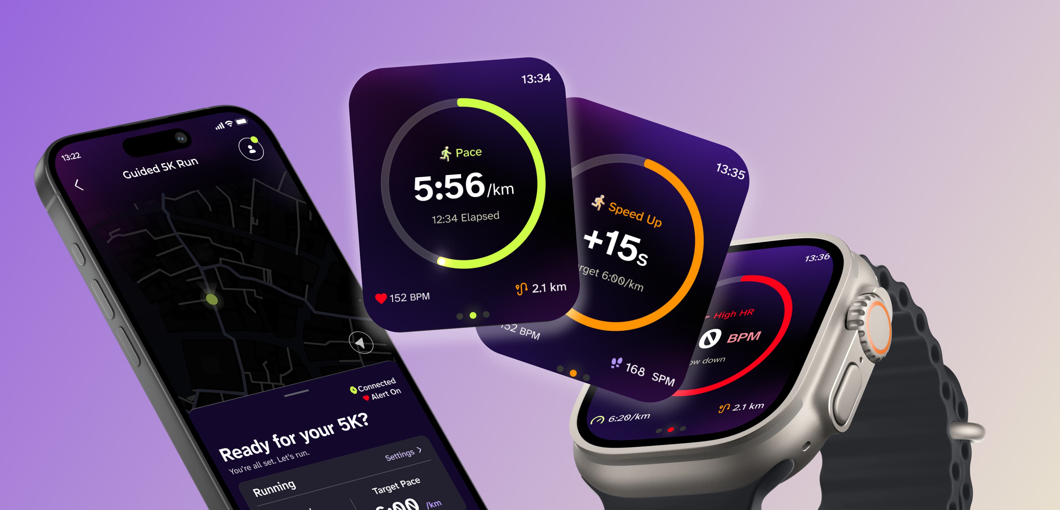 Paceon smartwatch and mobile running app with live pace and contextual guidance